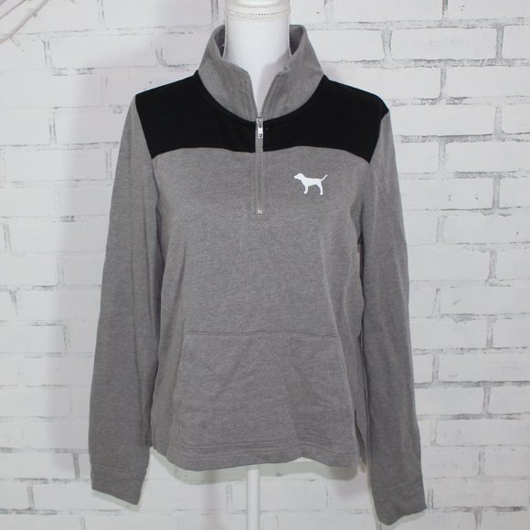 Victoria's Secret Pink Zip Up Gray Sweatshirt - Picture 2 of 4